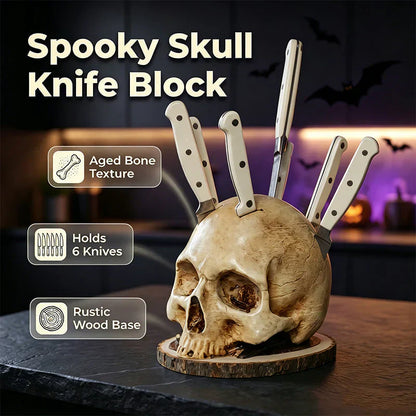 💀 Kreatywny uchwyt na noże z żywicy w kształcie czaszki – odważny design, solidny i stabilny na wszystkie Twoje noże.