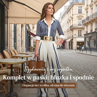 🟥Letnia wyprzedaż🟥💞Ponad 50 000 sprzedanych sztuk!💥50% zniżki!🔥 Damska dwuczęściowa stylizacja: luźne spodnie w paski
