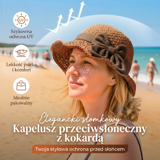 📢 50% TANIEJ! 🏖️👒 Elegancki Słomkowy Kapelusz z Plecionym Brzegiem i Kokardką – Twój letni must-have na plażę i słoneczne dni! ☀️🌊