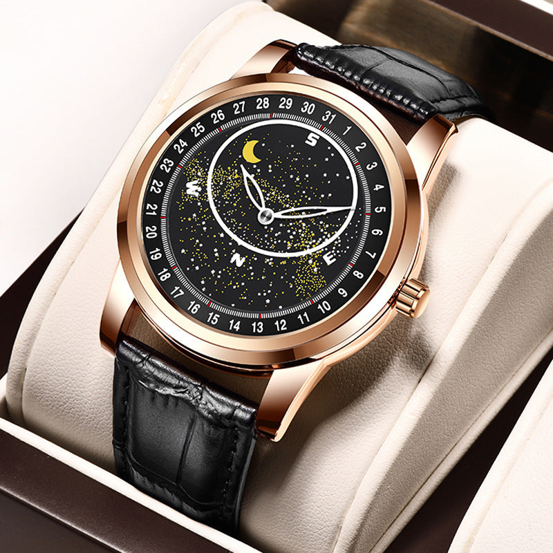 💞[Thoughtful Gift Idea] Men’s Watch with Rotating Starry Sky Dial