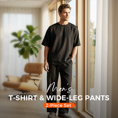 Dwuczęściowy zestaw dla mężczyzn: T-shirt + szerokie spodnie 👖