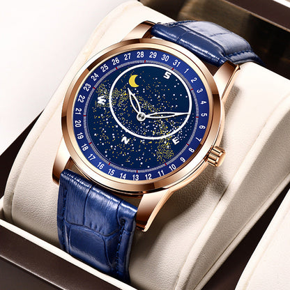 💞[Thoughtful Gift Idea] Men’s Watch with Rotating Starry Sky Dial