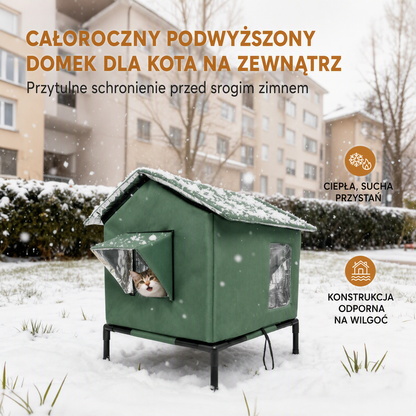 Wodoodporna budka dla kotów do użytku na zewnątrz z możliwością podwyższenia 🐱