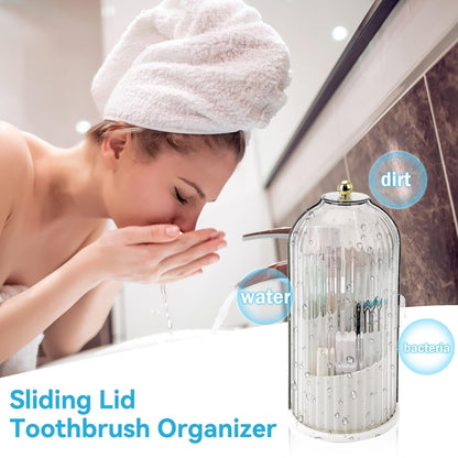 🏡 ORGANIZER NA SZCZOTECZKI Z SUWANĄ POKRYWKĄ – 50% TANIEJ! 🔥✨ Koniec z bałaganem w łazience! 🛁✅