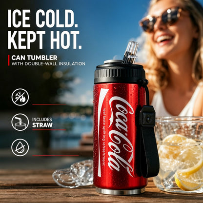 🥤Dwupłaszczowy, izolowany kubek ze stali nierdzewnej w kształcie puszki coli.