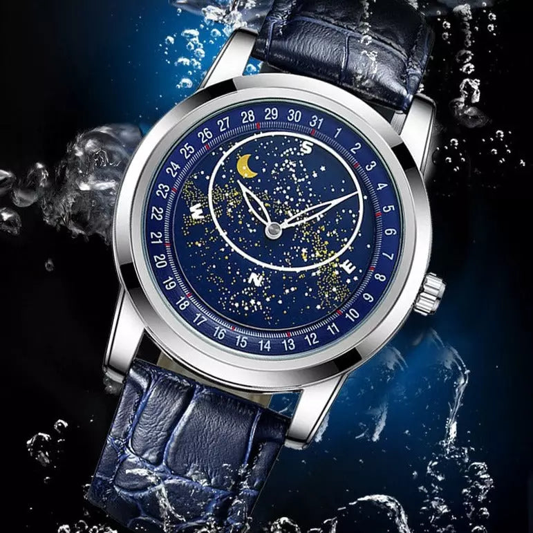 💞[Thoughtful Gift Idea] Men’s Watch with Rotating Starry Sky Dial