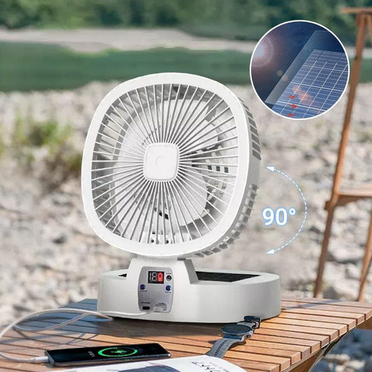 Portable Foldable Solar Fan with Light