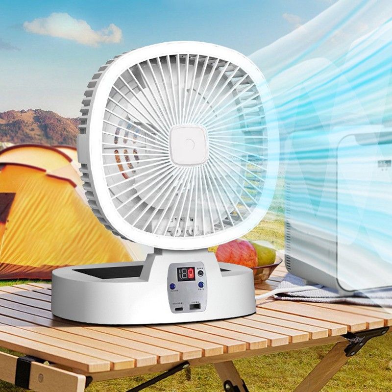 Portable Foldable Solar Fan with Light
