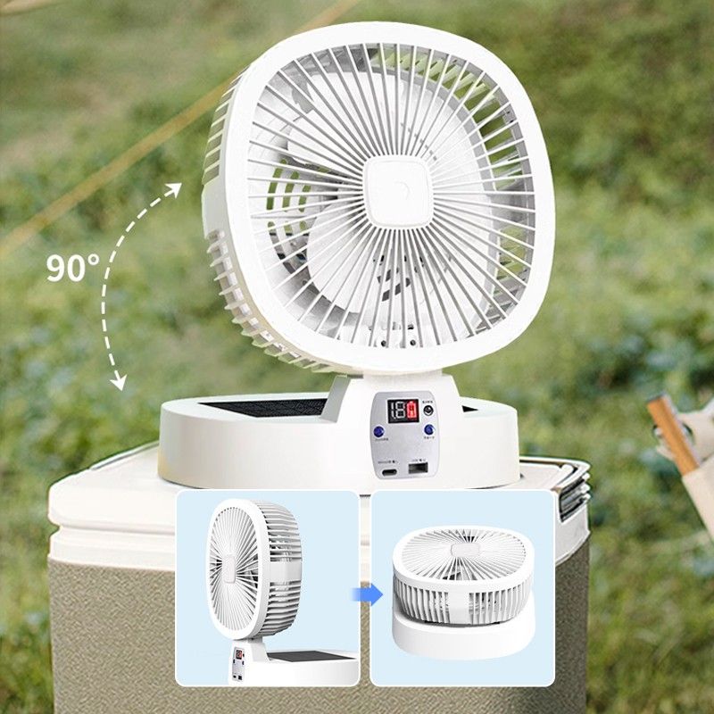 Portable Foldable Solar Fan with Light