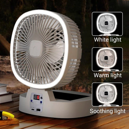 Portable Foldable Solar Fan with Light