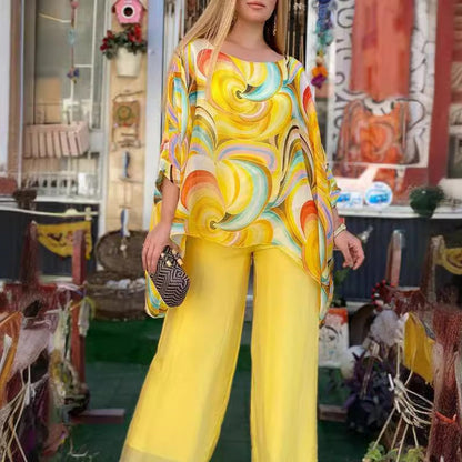 🔥Summer Hot Sales - 50% OFF🔥Women's Summer Colorful Cool Chiffon 2 Piece Set