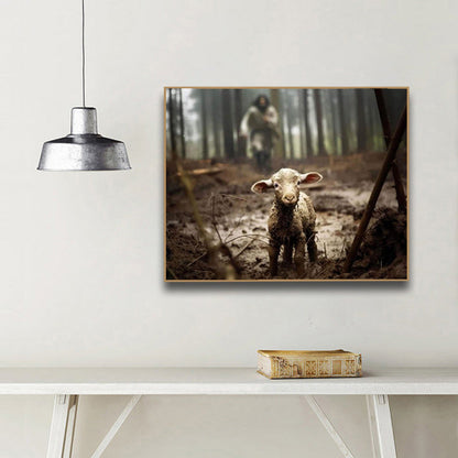 Jesus and Lamb Decorative Canvas Wall Art