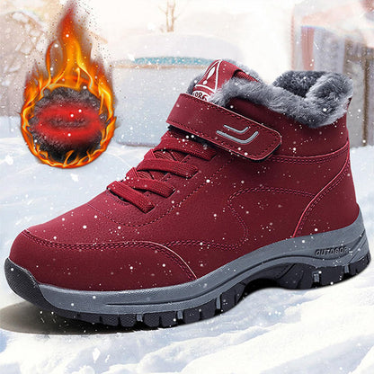 Ideal Gift - Windproof Non-Slip Warm Faux Plush-Lined Winter Shoes