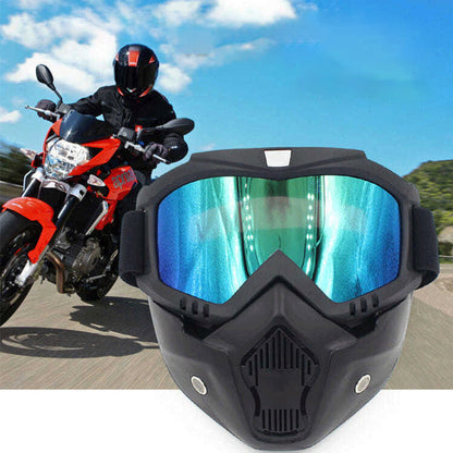 Unisex Motorcycle Goggles with Detachable Face Mask