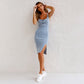 ⏰ 50% TANIEJ! 👗 Sukienka Denim z Dekoltem w Szpic – Stylowy Must-Have na Każdą Okazję! ✨💙