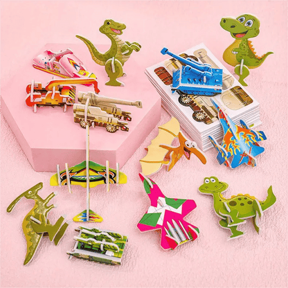 🦖🧩 Ręcznie wykonana logiczna układanka 3D do samodzielnego montażu (25 elementów)  🧠