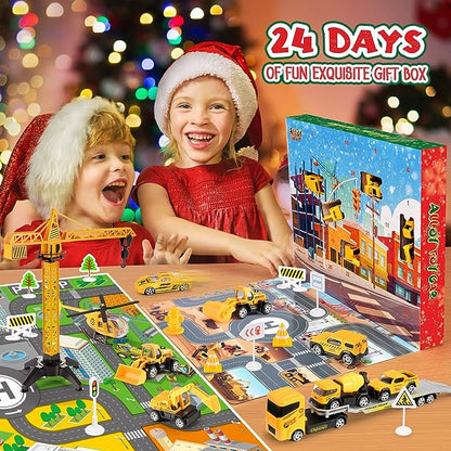 🎁Prezent świąteczny – 50% zniżki!!!🚗Kalendarz adwentowy dla chłopców: zestawy zabawkowych pojazdów inżynieryjnych z metalu