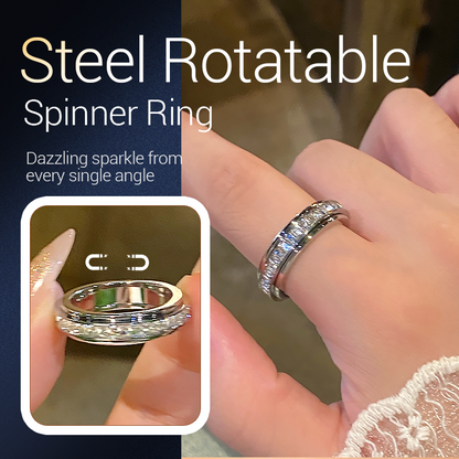 💖Czarny Piątek-Mega Oferta – 50% rabatu!💖Obrotowy pierścionek typu spinner wykonany ze stali tytanowej z cyrkonią
