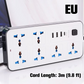Gniazdko elektryczne z wieloma gniazdami i długim przedłużaczem – w zestawie porty USB do ładowania