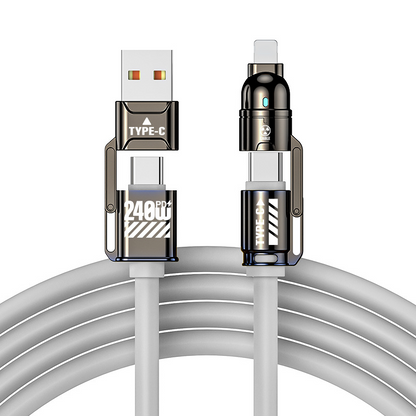 🔌50% TANIEJ TERAZ! Kabel do szybkiego ładowania 4 w 1 o dużej mocy, 240W PD Multi-Interface, USB-A/USB-C do Type-C/Lightning, uniwersalny kabel do szybkiego ładowania telefonów i laptopów