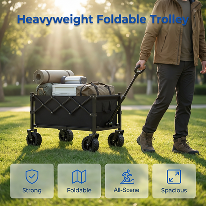 🛒 Składany wózek terenowy – 50% ZNIŻKI! OFERTA LIMITOWANA!💪✨ Pojemność 130 l, nośność 80 kg i wytrzymałe koła terenowe – idealny na camping, zakupy, plażę i ogród. Lekki, składany i łatwy w przechowywaniu. Twój niezawodny pomocnik w każdym terenie! 🏕
