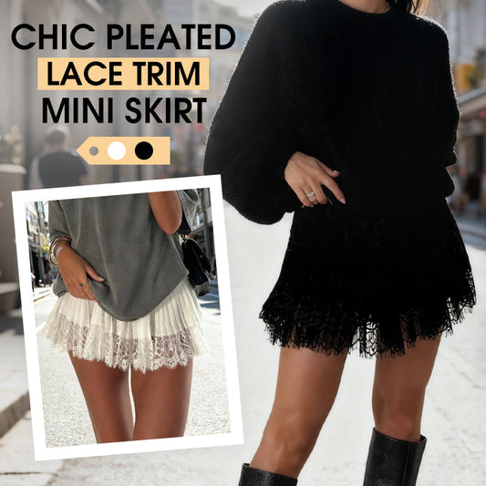 🔥 GORĄCA WYPRZEDAŻ – 50% TANIEJ! 🔥 Spódniczka Mini z Plisowaniem i Koronkowym Wykończeniem – Szyk i Elegancja na Co Dzień! ✨👗