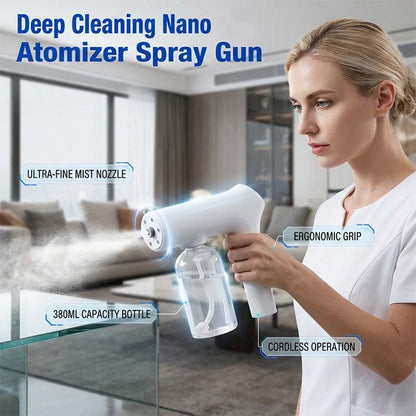 🦠 50% ZNIŻKI TERAZ! 🚫 Bezprzewodowy nano atomizer – dezynfekcja bezdotykowa, niebieskie światło – do domu, biura i samochodu 🏠