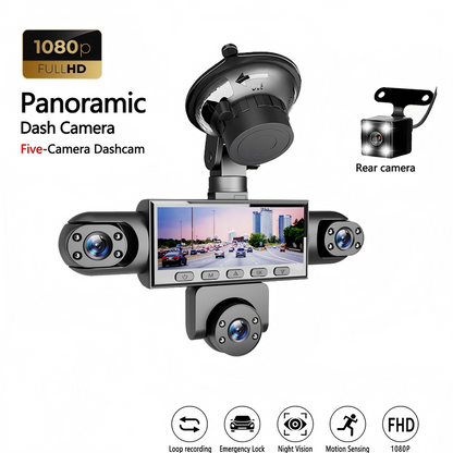 🎉 Wyprzedaż 2026 — Ponad 36 000 sprzedanych sztuk! 🚗 Panoramiczny wideorejestrator z 5 kamerami – pełny widok bez martwych pól 🛡️✨