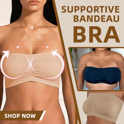 💐 Wspierający Biustonosz Bandeau – Bezprzewodowe mocne wsparcie, bezszwowy design bez ramiączek, miękka elastyczna tkanina, antypoślizgowy silikonowy pasek, wygodny na co dzień i na letnie wyjazdy ✨