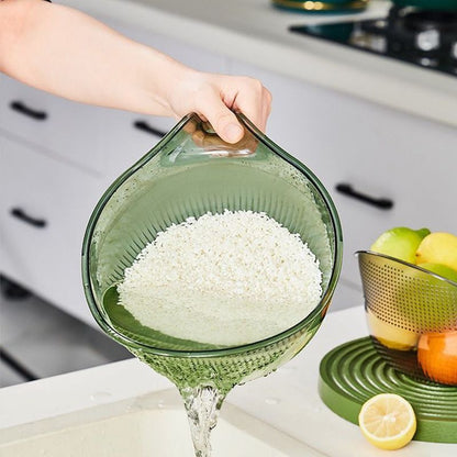 🥣 Wielofunkcyjna miska do płukania ryżu z sitkiem i uchwytem – płuczesz, odcedzasz i gotujesz szybciej, bez rozsypywania i bez bałaganu! 🍚💦✨