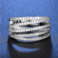 📢📢 50% taniej!! 💍 Regulowany pierścionek z cyrkoniami i motywem krzyża — lśniące wykończenie typu pavé i elegancki design z wieloma obrączkami ✨