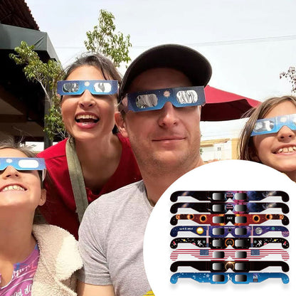 🌞Teraz 50% TANIEJ! Okulary do obserwacji zaćmienia Słońca z certyfikatem ISO, bezpieczne do bezpośredniego patrzenia na Słońce, papierowe okulary słoneczne z filtrem cieniującym do obserwacji zaćmień dla dorosłych i dzieci