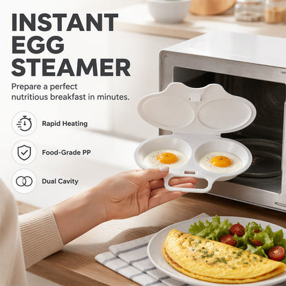 🍳 50% TANIEJ! Foremka do gotowania jajek w mikrofalówce z pokrywką i uchwytem – Szybka, bezpieczna i oszczędna – Idealna na szybkie śniadanie, jajka na miękko i twardo w minuty ✨