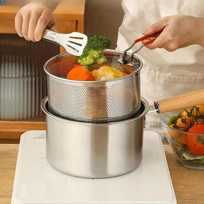 ⏰ 50% TANIEJ! Wielofunkcyjny garnek do smażenia ze stali nierdzewnej 304 – smaż, gotuj i duś w jednym naczyniu! 🔥🍳
