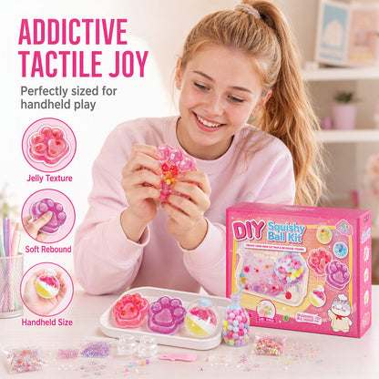 🐱50% TANIEJ TERAZ! Zestaw DIY Squishy – Łapka kota, smażony lód, ręcznie robiona zabawka gniotka, zestaw rzemieślniczy z galaretką, zabawna antystresowa zabawka DIY dla dzieci 6+