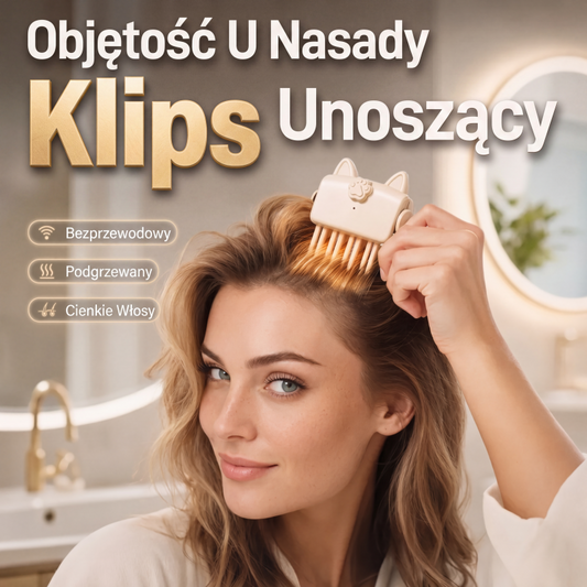 💇 Klips do unoszenia włosów – 50% ZNIŻKI! OFERTA LIMITOWANA!🔥💖 Ponad 48 000 sprzedanych sztuk! Bezprzewodowy, podgrzewany, idealny do cienkich i płaskich włosów – dodaje objętości u nasady w kilka sekund. ✨