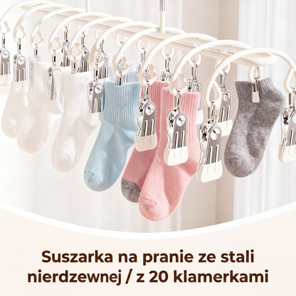 Stalowa suszarka do prania z 20 klipsami