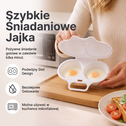 🍳 50% TANIEJ! Foremka do gotowania jajek w mikrofalówce z pokrywką i uchwytem – Szybka, bezpieczna i oszczędna – Idealna na szybkie śniadanie, jajka na miękko i twardo w minuty ✨