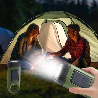 🌞Turystyczna lampa awaryjna (korba + panel słoneczny + ładowanie USB)💡🔋