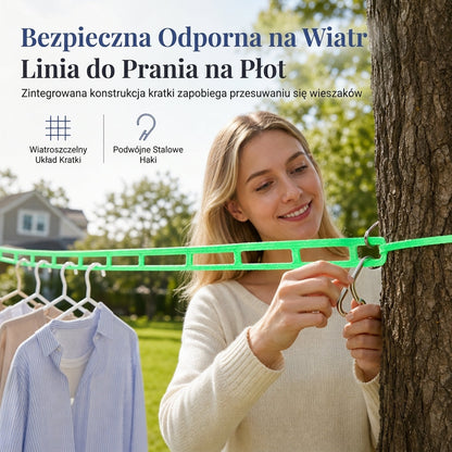 🌬️ Antypoślizgowa i wiatroszczelna lina do suszenia ubrań – styl płotu, idealna na koc i podróże! ✨🏕️
