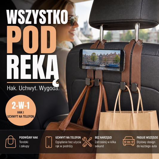 ⏳ RABAT 50%! ⏰ Haczyk na torby do fotela samochodowego – solidny, łatwy w montażu i przenośny. Utrzymuj porządek w samochodzie z torebkami, zakupami i torbami! ✨🧸