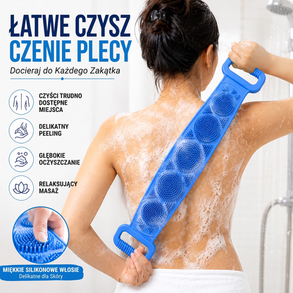 🧰 Dwustronny silikonowy pędzel do pleców – peeling ciała do kąpieli z miękkimi silikonowymi włosiami