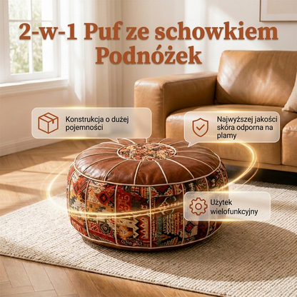🛋️ 50% ZNIŻKI! 📦 🪑 Pufa ze sztucznej skóry – 2 w 1 siedzisko i schowek