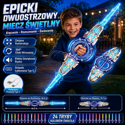 ⚔️ Ładowalny miecz świetlny z podwójnym ostrzem – moc światła w Twoich rękach! ✨🔥