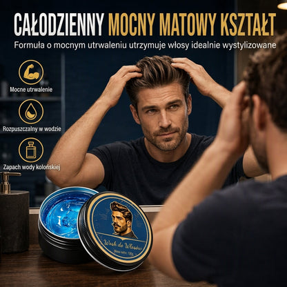 🔥 Męski wosk do włosów 130 g – matowy look, mocny chwyt i świeży zapach wody kolońskiej!