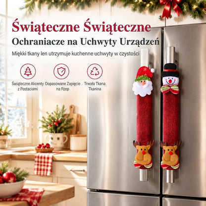 🎅Świąteczne pokrowce na uchwyty drzwi lodówki z juty – ochraniacze na urządzenia kuchenne do mikrofalówki i lodówki