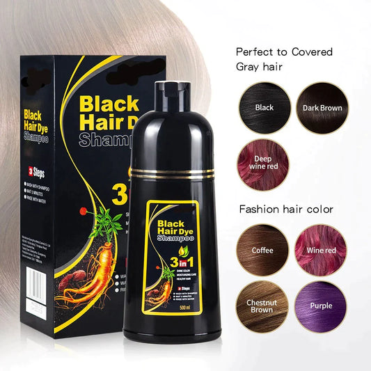 🎉（🔥New Year Special 50% OFF）🎁3-IN-1 BLACK HAIR DYE SHAMPOO (AYURVEDIC NO SIDE EFFECT)