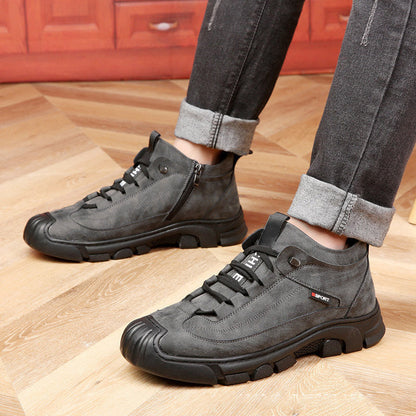 🎁[Winter Gift] Men's Faux Wool Lining Leather Sneaker  （50% discount +Free shipping）